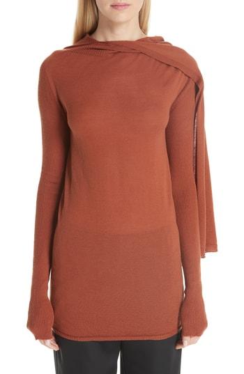 Rick Owens Merino Wool Drape Back Sweater In Cinnamon Modesens