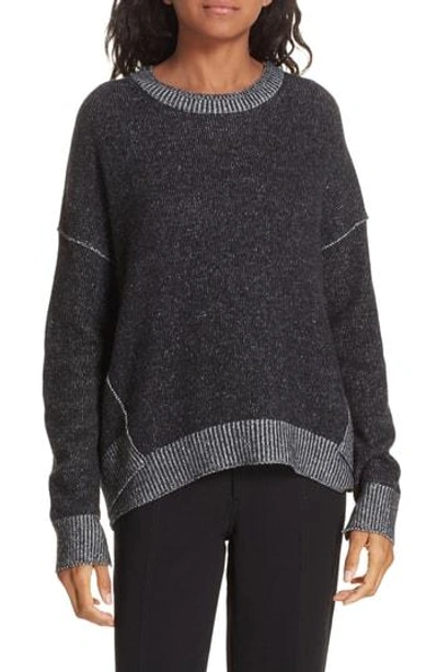 Brochu Walker Brighter Overlay Cashmere Pullover In Black Onyx Combo