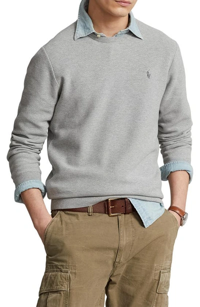 Polo Ralph Lauren Piqué Crewneck Sweatshirt In Andover Heather