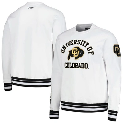 Pro Standard White Colourado Buffaloes Classic Stacked Logo Pullover Sweatshirt