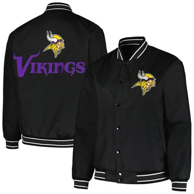 Jh Design Black Minnesota Vikings Plus Size Full-snap Jacket