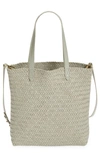 Madewell The Medium Transport Tote: Woven Leather Edition In Ashen Sage