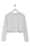 Z By Zella Long Sleeve French Terry Crop T-shirt In Grey Light Heather