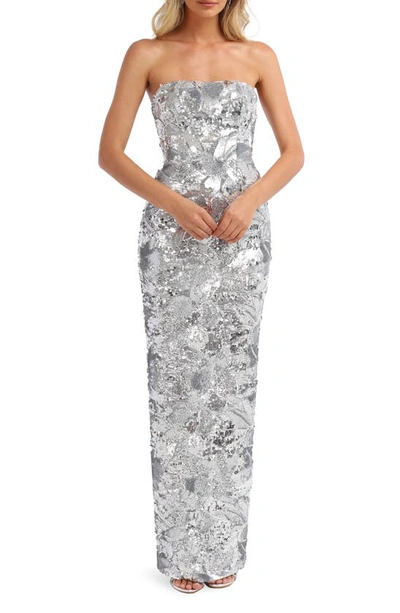 Helsi Serena Sequin Strapless Sheath Gown In Platinum