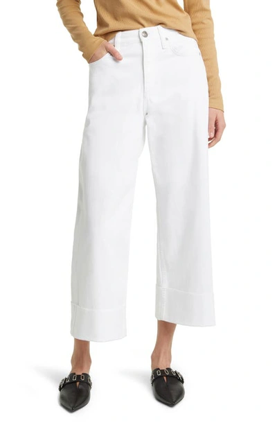 Rag & Bone Andi Raw Hem High Waist Wide Leg Jeans In White