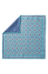 Jack Victor Selby Reversible Silk Pocket Square In Teal