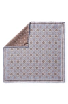 Jack Victor Selby Reversible Silk Pocket Square In Gray