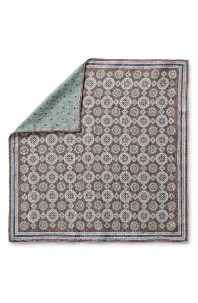Jack Victor Selby Reversible Silk Pocket Square In Brown