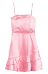 Ava & Yelly Kids' Ruffle Satin Dress In Pink