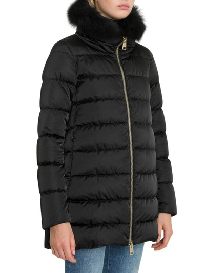 Herno Down Jacket With Fox Fur Collar In Nero