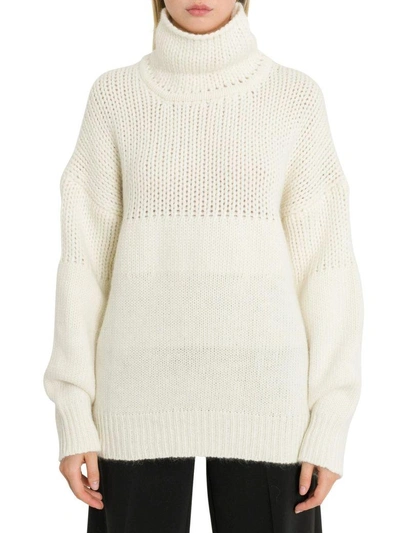 Jil Sander White Wool Sweater In Natural