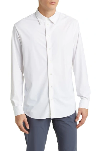 Emporio Armani Stretch Jersey Button-up Shirt In White