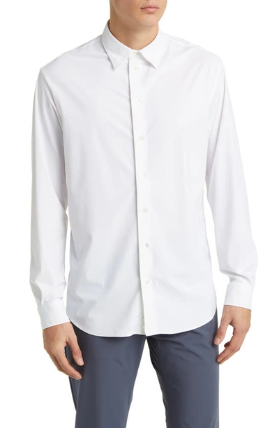 Emporio Armani Stretch Jersey Button-up Shirt In Weiss