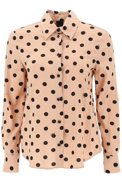 Pinko 'smorzare' Shirt In Stretch Georgette With Polka Dot Motif In Neutral