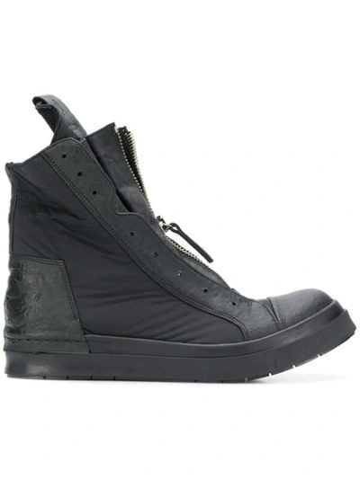Cinzia Araia Black Leather And Nylon Sneakers