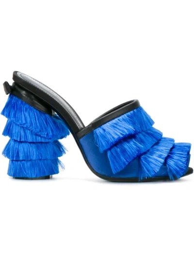 Marco De Vincenzo Fringed Mules  In Blue