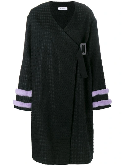 Saks Potts Fur-trimmed Kimono Coat In Black