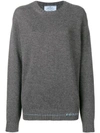 Prada Logo-intarsia Cashmere Sweater In Ardesia (grey)