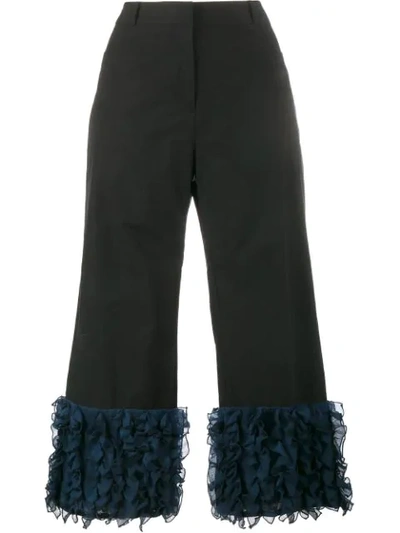 Rosie Assoulin Cropped Ruffle Trousers In Black