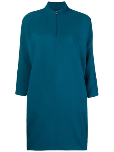 Gianluca Capannolo Slit Neck Cocoon Dress In Blue