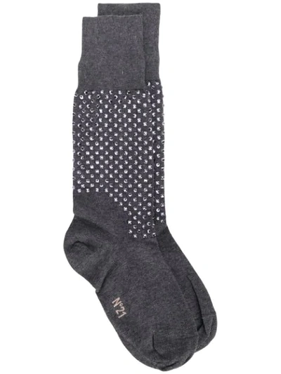 N°21 Embellished Fitted Socks In Grey