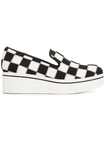 Stella Mccartney Checkerboard Platform Trainers In Black
