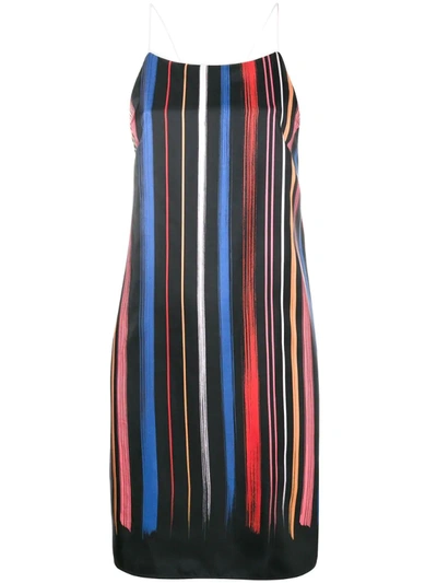 Adam Selman Stripe Slip Dress In Black