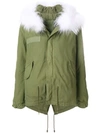 Mr & Mrs Italy White Raccoon Fur Hooded Parka In Green