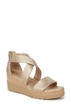 Soul Naturalizer Goodtimes Ankle Strap Wedge Sandal In Gold Faux Leather
