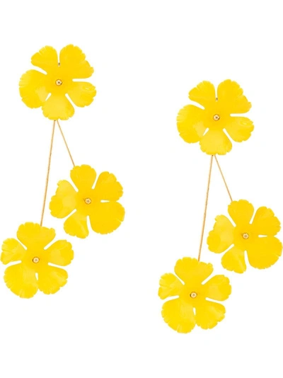 Jennifer Behr Floral Design Long Earrings - Yellow