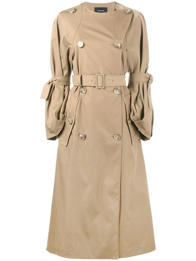 Simone Rocha Double Breasted Trench Coat - Neutrals In Neutrals