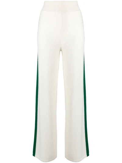 Cashmere In Love Cashmere Blend Side Stripe Track Trousers In White