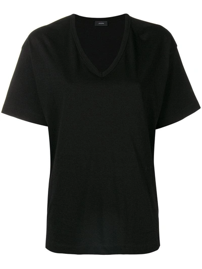 Joseph V-neck Cotton Jersey T-shirt In Black