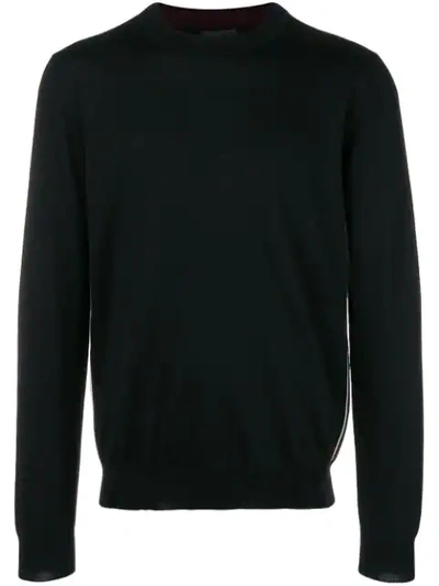 Prada Side Stripe Sweater In Black