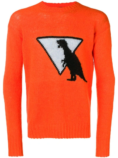 Prada Dinosaur-intarsia Wool Jumper In Orange