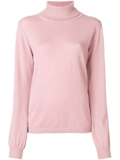 Fine Edge Roll-neck Sweater - Pink