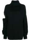 Circus Hotel Sleeve Cut-out Turtleneck Jumper - Black