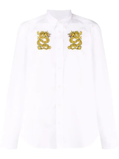 Kenzo Embroidered Dragon Shirt In White
