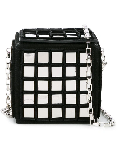 Tomasini Mirror Embellished Rubix Cube Bag - Black