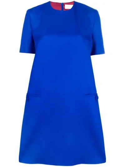 Sara Battaglia Plain Shift Office Dress - Blue