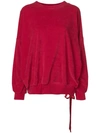 Styland Plain Velvet Sweatshirt In Red