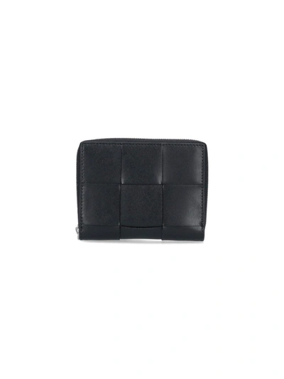 Bottega Veneta Cassette Zip Around Wallet In Black/silver