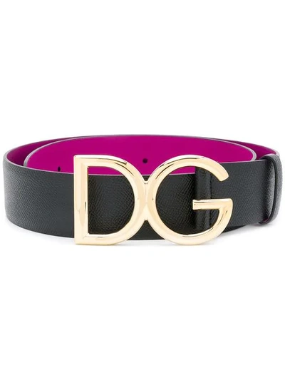 Dolce & Gabbana Logo Buckle Belt In Black