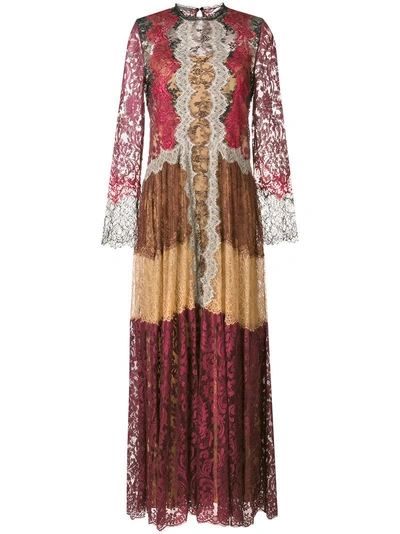 Alberta Ferretti Floral Lace Long Dress