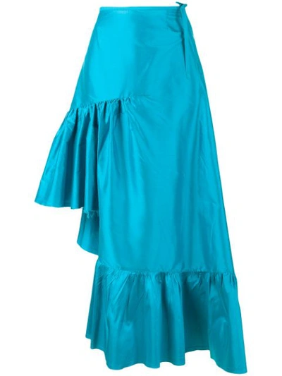 Marques' Almeida Marques'almeida Tiered Asymmetric Skirt In Blue