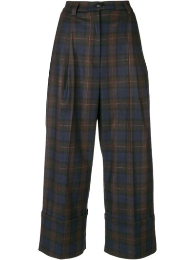 I'm Isola Marras Cropped Check Trousers - Blue