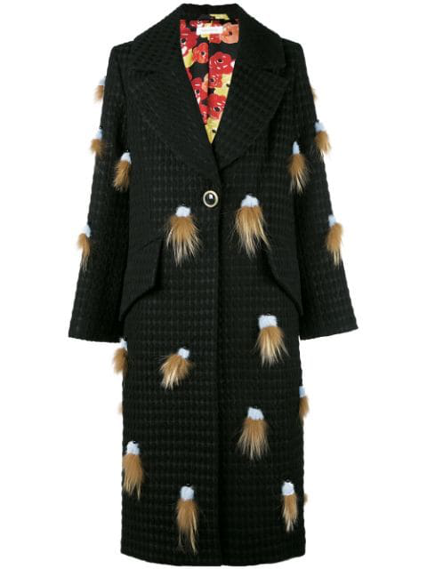 Saks Potts Fox Fur Tassel Coat In Black | ModeSens