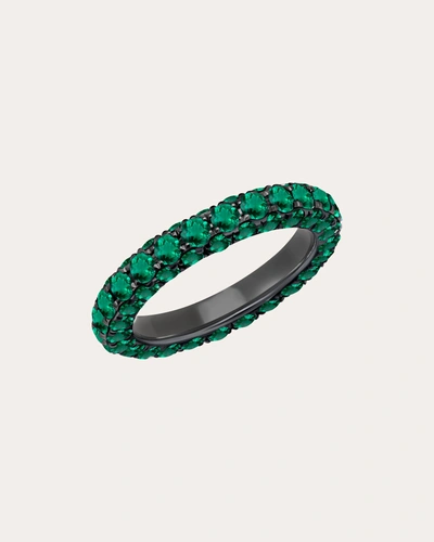 Graziela Gems Women's Three-sided 18k Gold Emerald Band In Green
