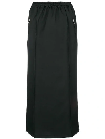 Prada Pleated Gabardine Pencil Skirt In Black