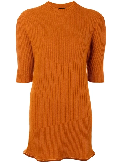 Cashmere In Love Cashmere Ribbed Knit Dress - Yellow In Yellow & Orange